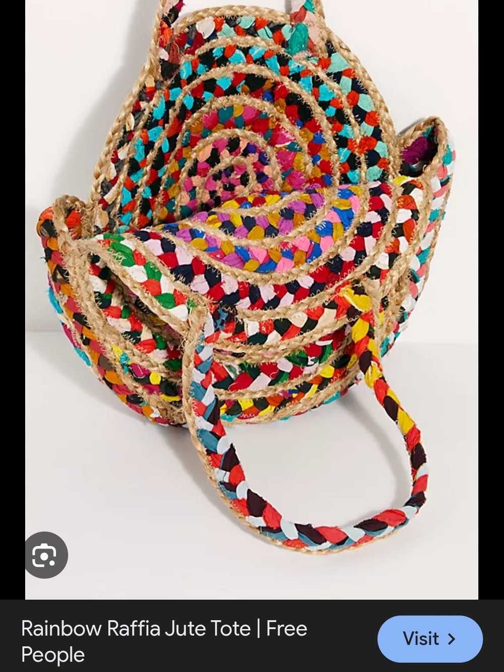 Rainbow Raffia Jute Tote Bag